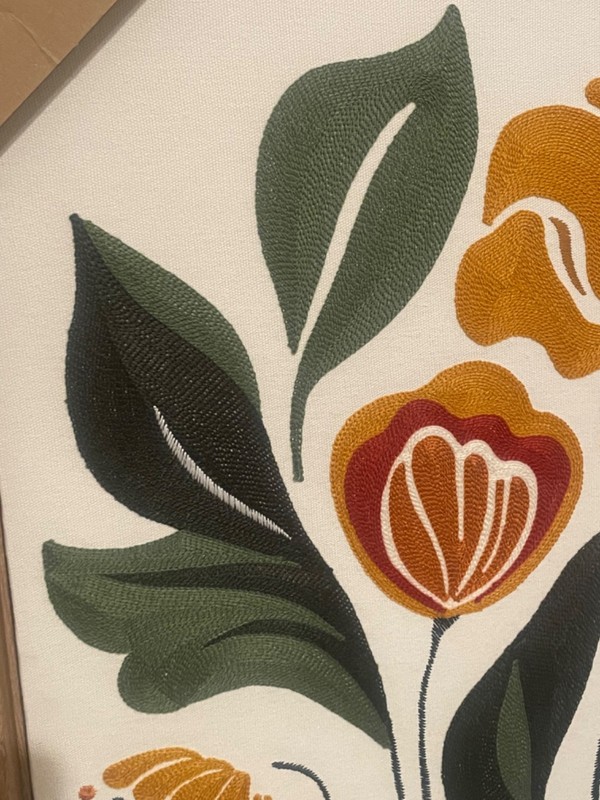 BP Textile Embroidered Woven Wall Art- Flowers 26x18 gallery