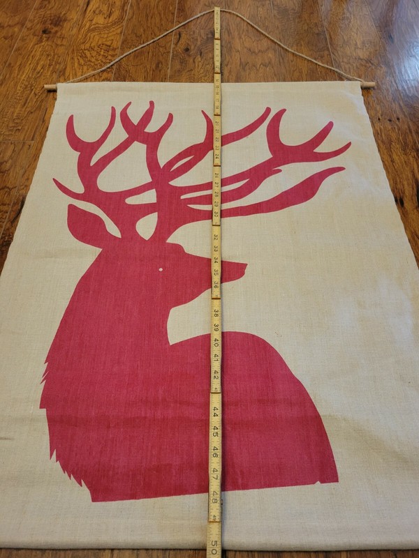 Deer Reindeer Fabric Wall Hanging Art Land of Nod Crate & Barrel Christmas Large