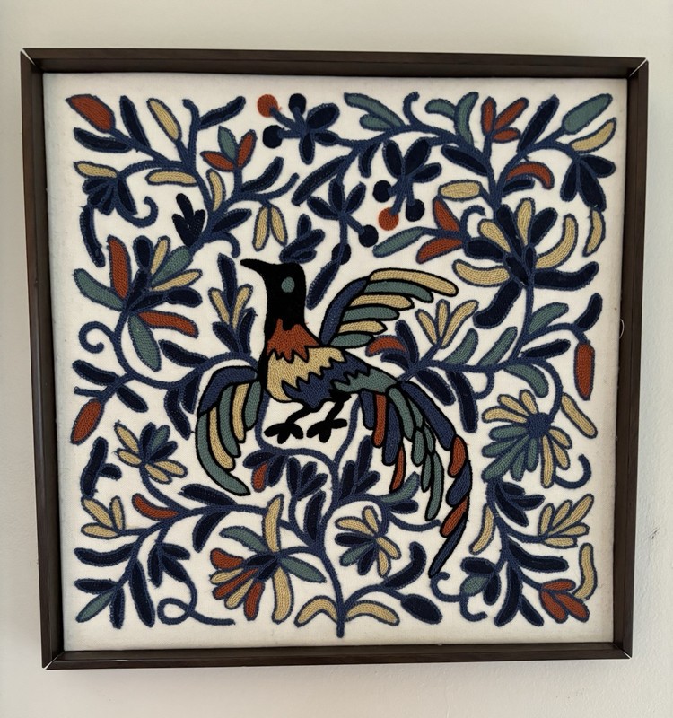 Kashmir Chain Stitch Tree Of Life Crewel Framed Wall Hanging 18” gallery
