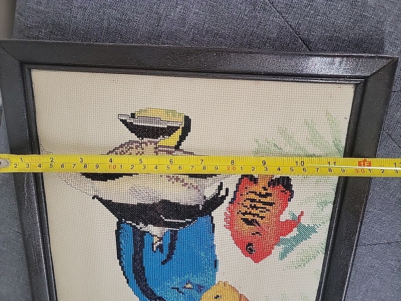 Embroidered Fish Print Vintage gallery
