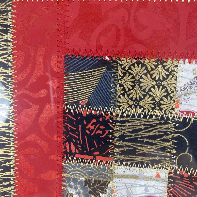 Original Fiber Art Abstract Mary Hambly Paper Piecing Machine Stitch Checkered gallery