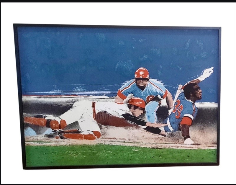 RARE vintage 1979 baseball-themed textile print designed by Klaus Heider. gallery