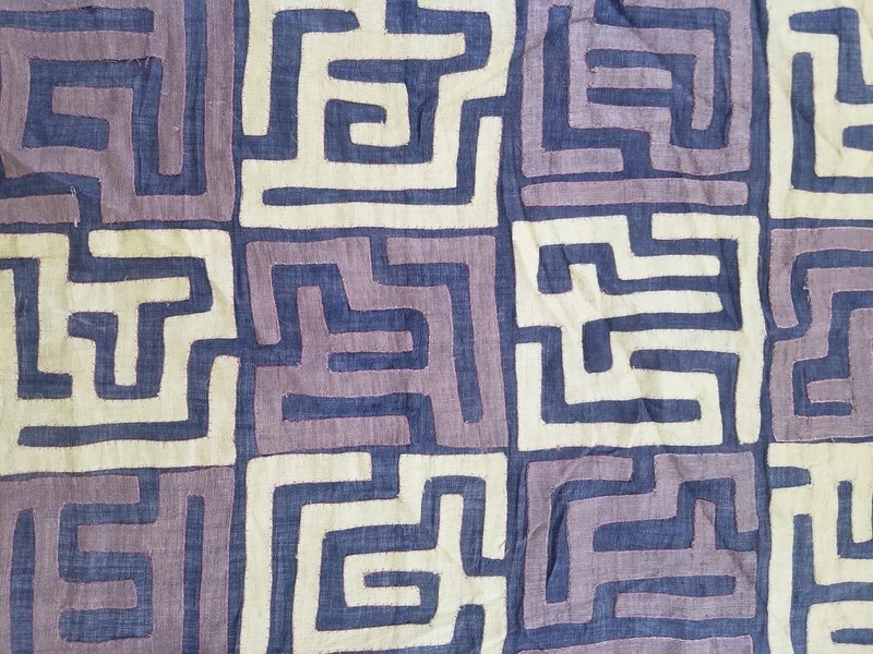 Vintage Traditional African Handwoven Kuba Cloth Raffia Textile 226x60cm gallery