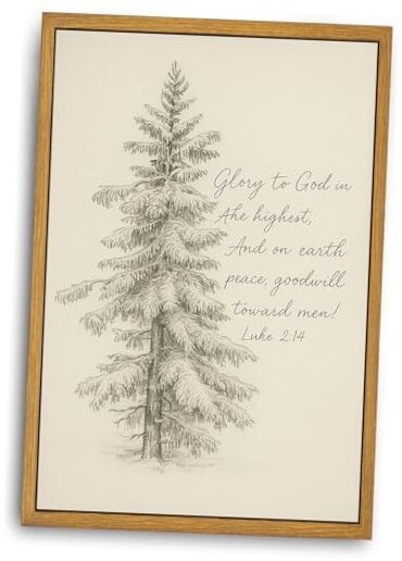 Huashi art Vintage Christmas Scripture Wall 12″L x 8″W Christmas Tree Framed