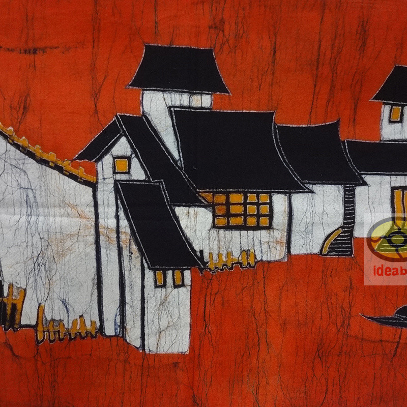 Folk Art Home Wall Hanging Batik Tapestry - Watery Town in Southern China 17x57" gallery