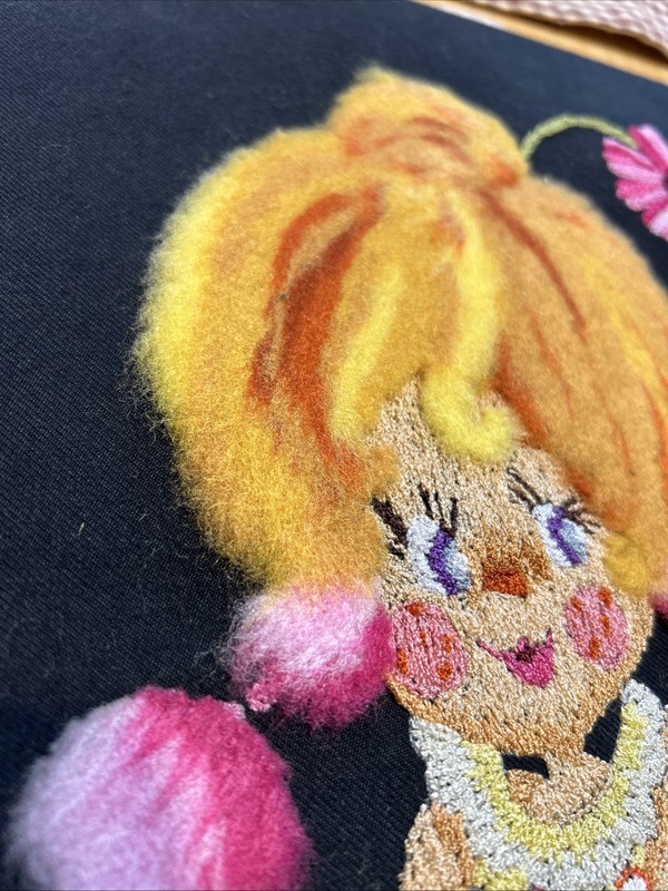Vintage Matsuhato Bunka Japanese Embroidery Crewel Yarn Girl Oversized Shoes gallery