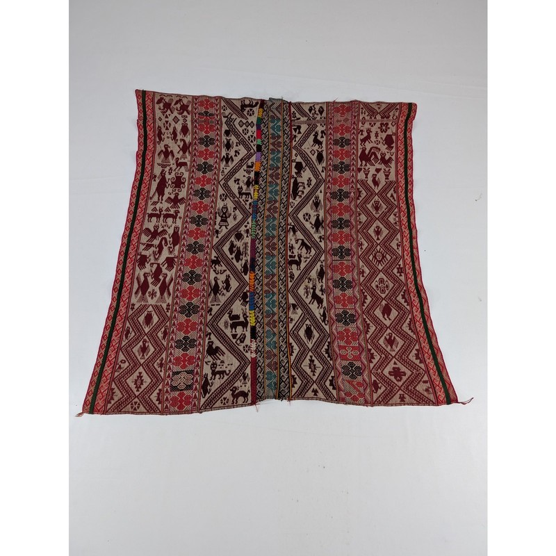 Vintage Traditional Handwoven Andean Figural Wool Textile Panel 118x100cm