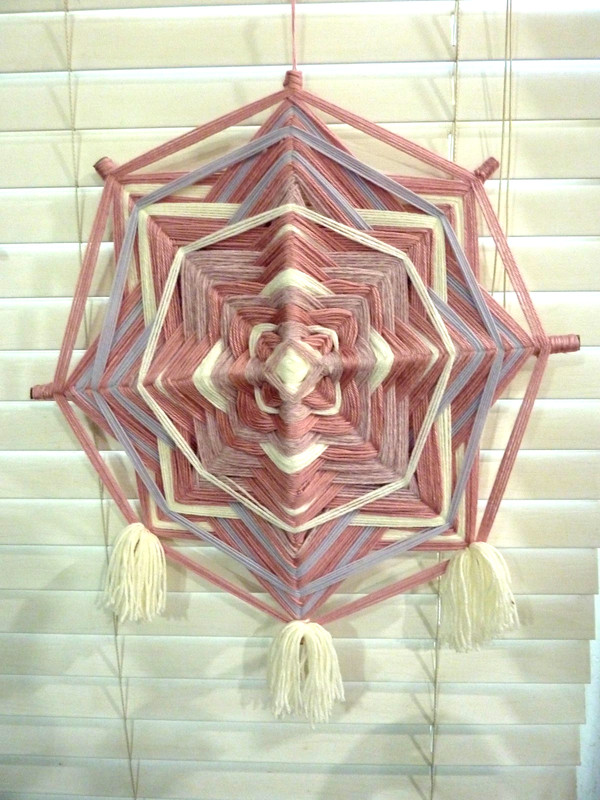Vintage “God’s Eye” Woven Wall Hanging BOHO 17 X 17''