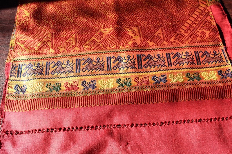 Lao Ethnic Cotton Mix, Handwoven, Loomed And Embroidered Textile Table Runner