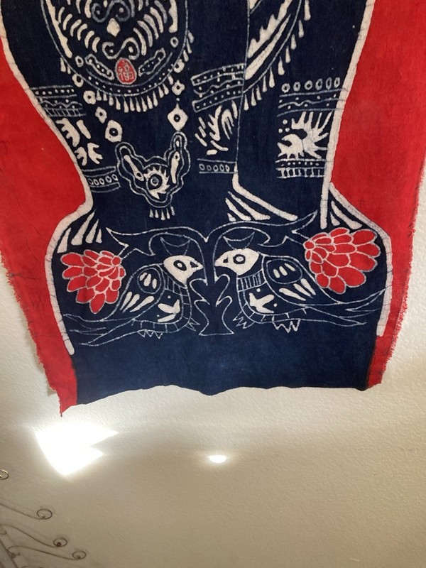 Batik Red and Blue Artistic Wall Hanging a couple birds ethnic bright gallery