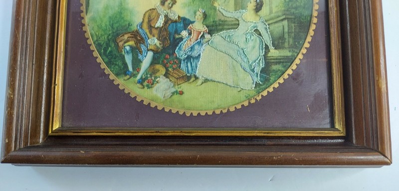 ANTIQUE PICTURE OF FABRIC WITH EMBRODIERED DETAILS FRAMED & MATTED 19TH CENTURY gallery