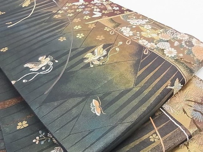 Six-Patterned Obi, Karaori, Dynasty Pattern, Gold Thread, Hikileaf, Pure Silk gallery