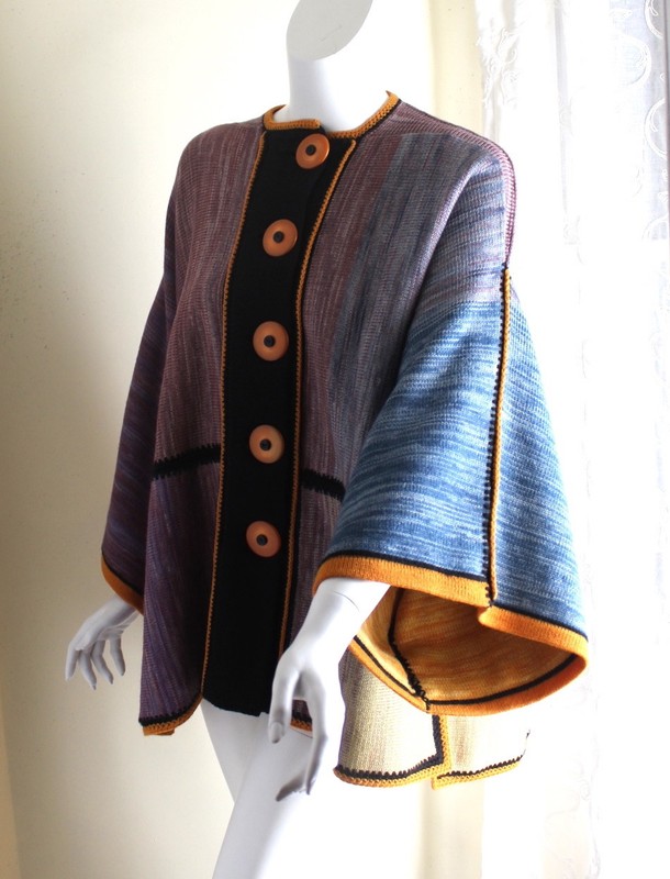 Linda Mendelson OS S M L XL Fiber Artist Art-to-Wear Hand-Woven NYC Sweater Coat gallery