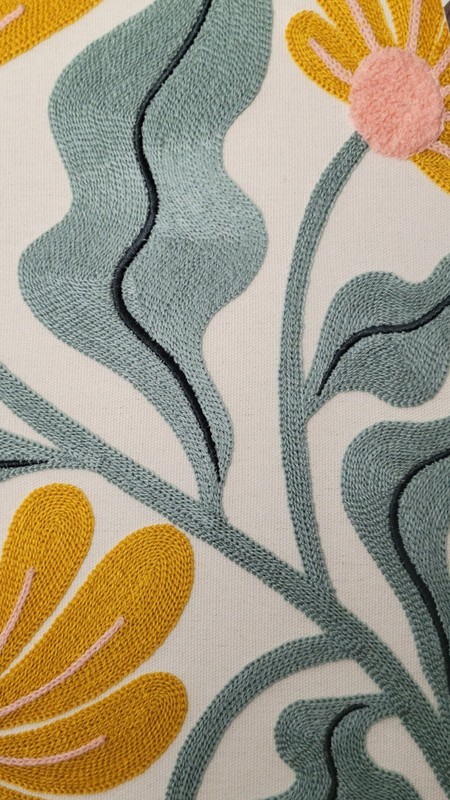 Large BP Home Woven Textile Embroidered Fiber Wall Art Yellow Daisies Flowers gallery
