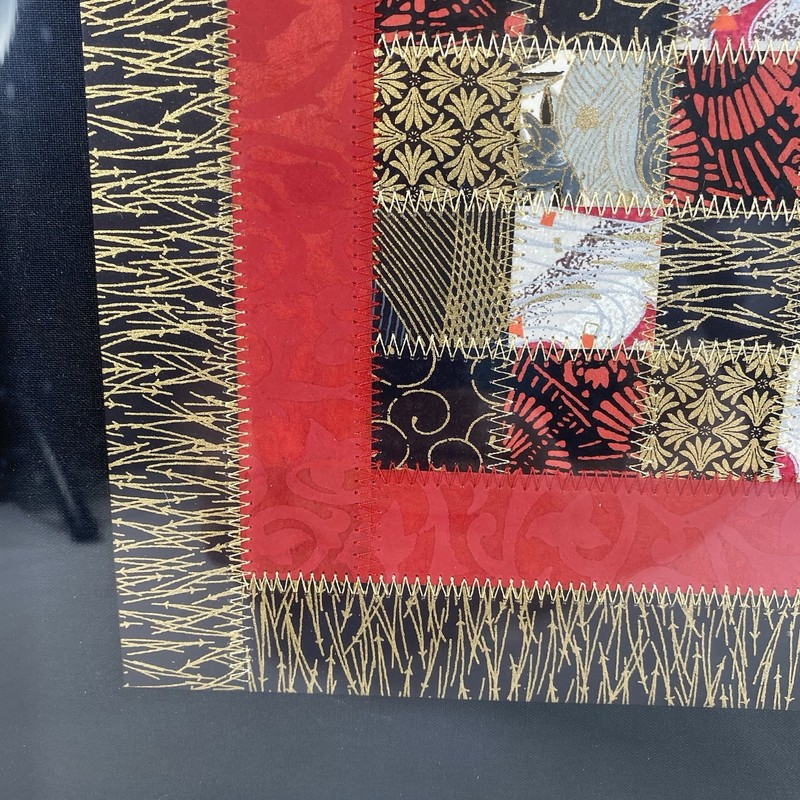 Original Fiber Art Abstract Mary Hambly Paper Piecing Machine Stitch Checkered gallery