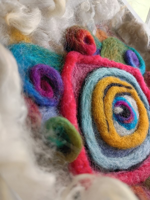 Evil Eye, Phychedelic Inspired, Wet And Needle Felted Art, Raw Alpaca Wool gallery