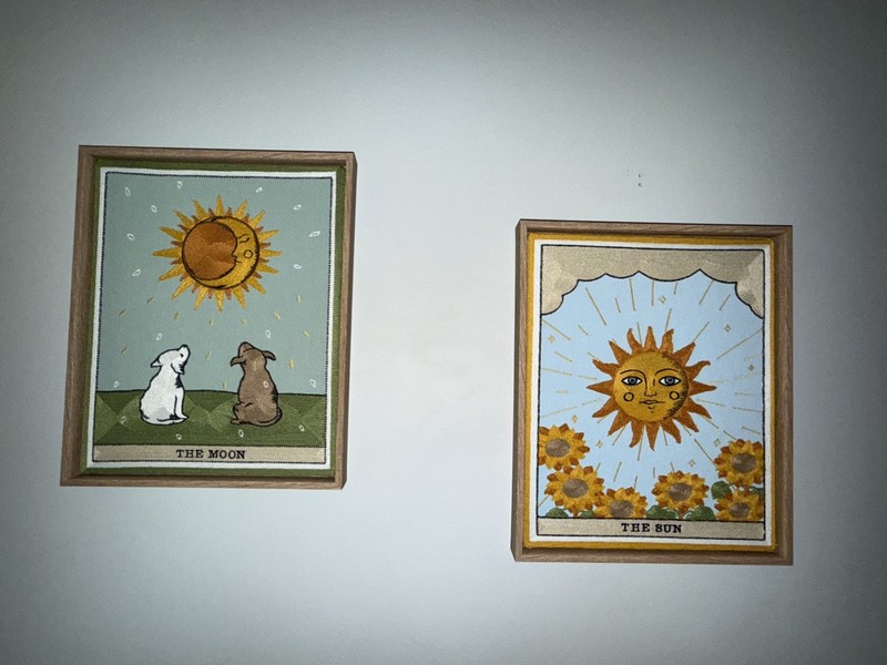 BP Woven Artistry "The Moon" and The Sun” Tarot Card Embroidery Art 15"x12” gallery