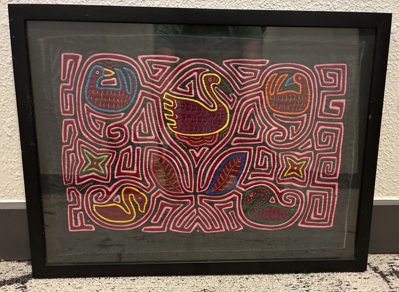 Beautiful Set of 2 Framed Molas- San Blas Island Panama Kuna Folk Art 20¾”×16½" gallery