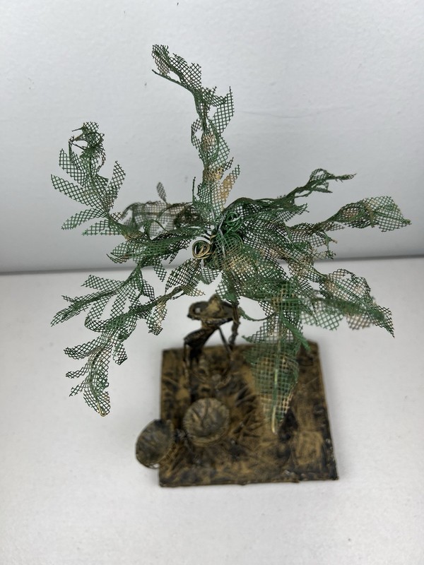 Vintage Wire Folk Art Sculpture Drummer Under Palm Signed Barbados Mixed Media gallery