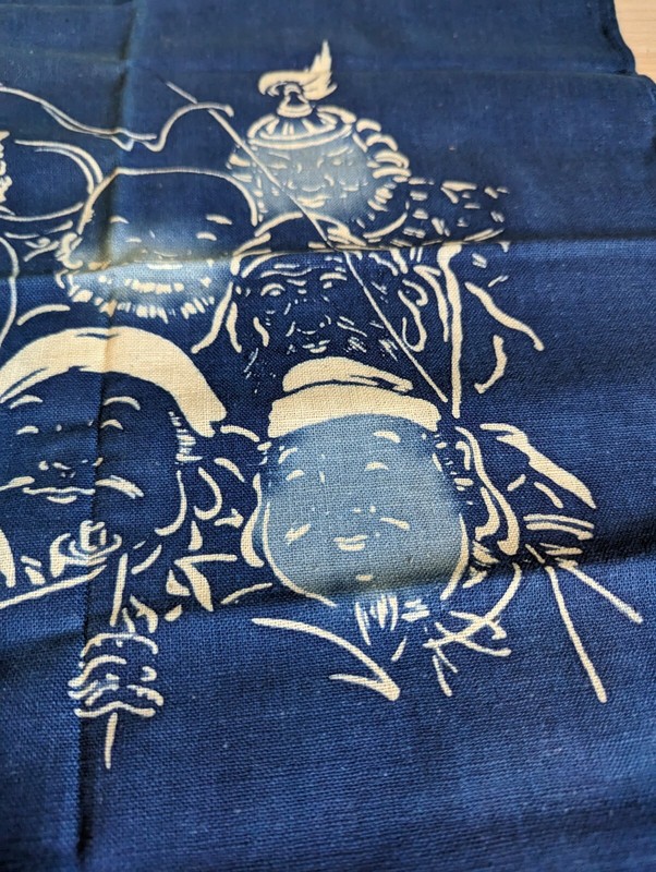 Vintage Handmade Indigo Japanese Monk Smoking Dye Tapestry Cotton Double Sided gallery