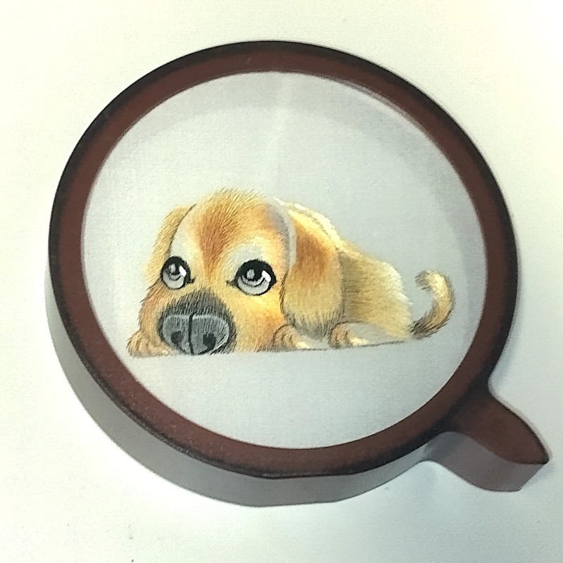 Chinese Silk Embroidery Round Double Sided Framed Puppy Dog Stitch Metallic Shu gallery