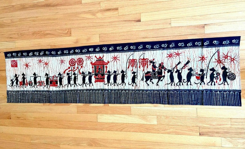 Unique Elegant HANDMADE Chinese Wax Printing/Batik Wall Decor «Wedding» NEW 65″