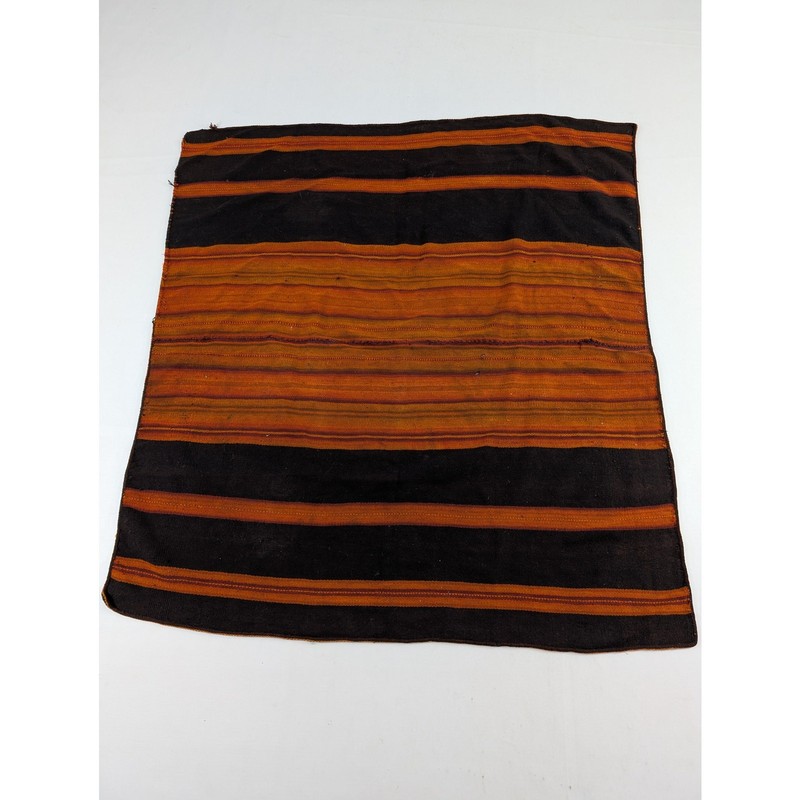 Vintage Peruvian Andean Handwoven Striped Wool Textile 52x47in