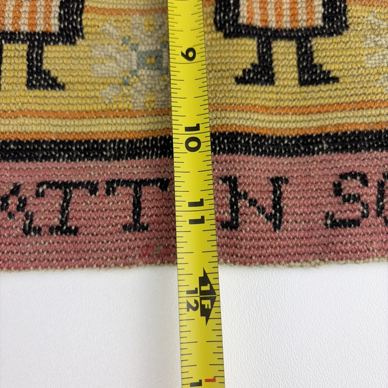 Vintage Swedish Folk Art Windmill Wool Embroidered Tapestry Textile 32" x 11.5" gallery