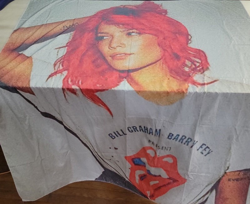 Red hair woman in rock band shirt Wall hanger 5′ x 4′