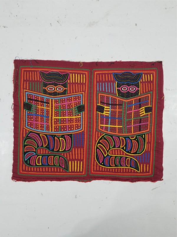 Vintage Traditional Kuna Mola Applique Work Folk Art Panel 43x35cm