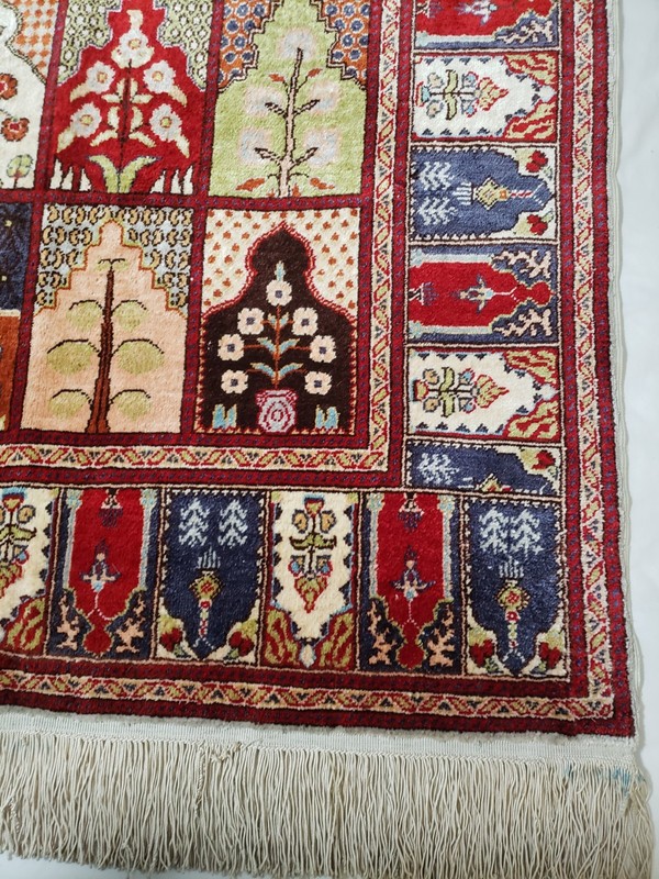 Vtg Turkish Kayseri Silk Prayer Rug HandWoven Handknotted C 1970-80 30 x 45.5 in gallery