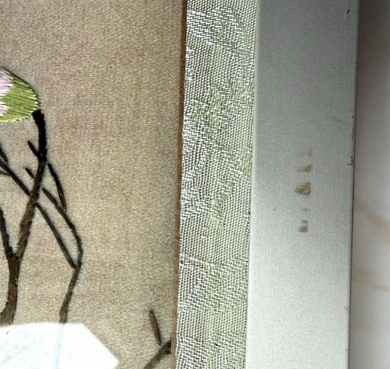 Vintage Magnolia Embroidery Framed Textile Art 32cm Floral Wall Decor Gallery VG gallery