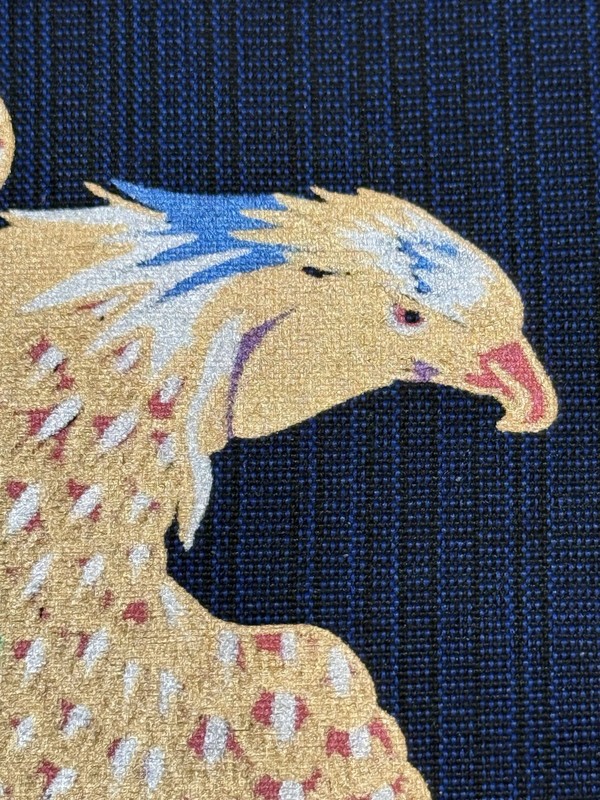 Vintage Art Silk eagle hawk pine tree branch Red Sun Painting screen-printed gallery
