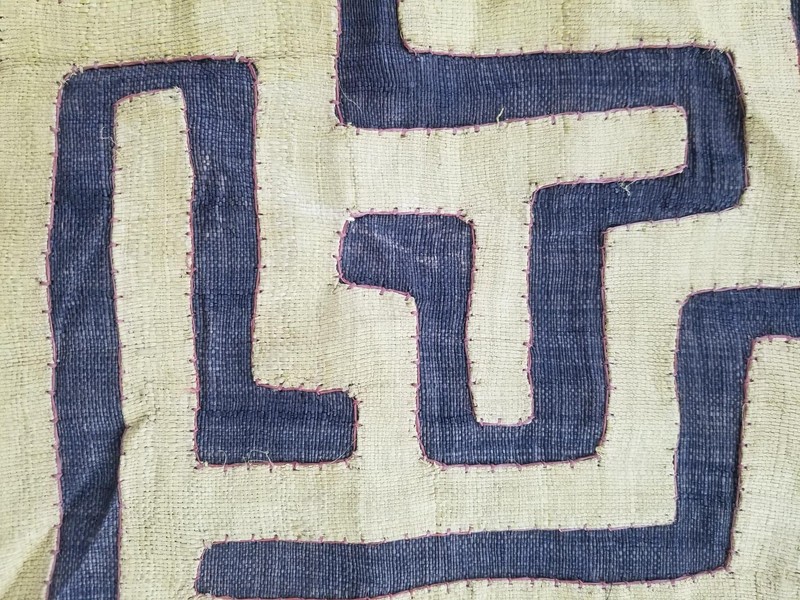 Vintage Traditional African Handwoven Kuba Cloth Raffia Textile 226x60cm gallery