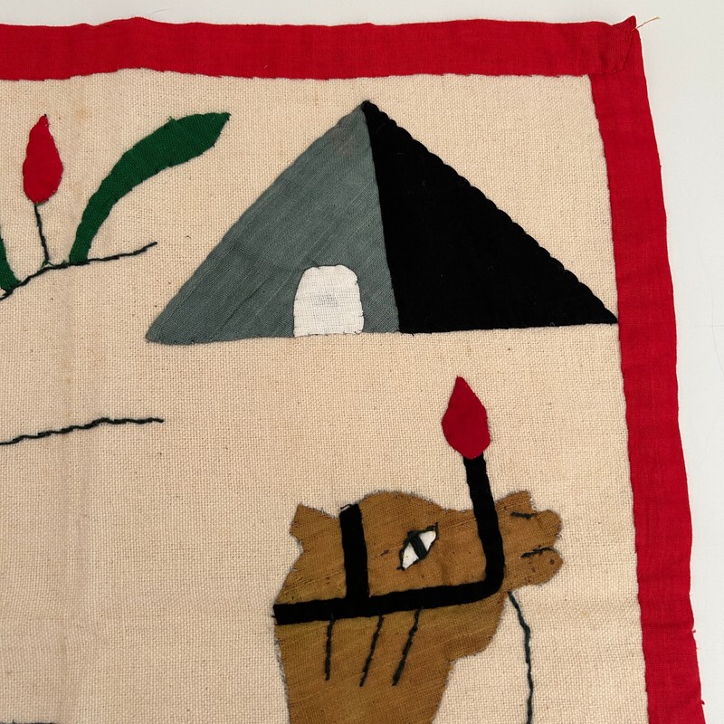 Vtg Khayamiya Egyptian Wall Hanging Hand Sewn Applique Textile Art Camel Tent gallery