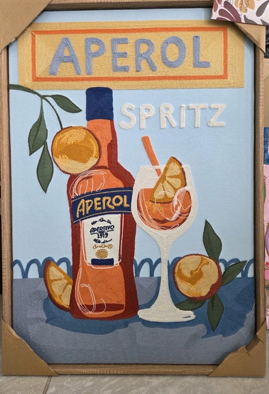 NIP 18″x 26” BP Home Embroidered Woven Wall Art Aperol Cocktail See Note