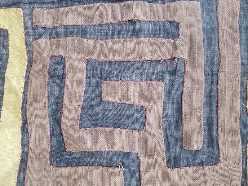 Vintage Traditional African Handwoven Kuba Cloth Raffia Textile 226x60cm gallery