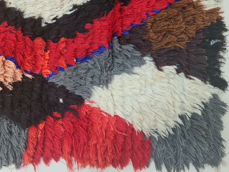 Moroccan Handmade Vintage Runner Rug 2'4"x11'9"Geometric Berber Red Black Carpet gallery