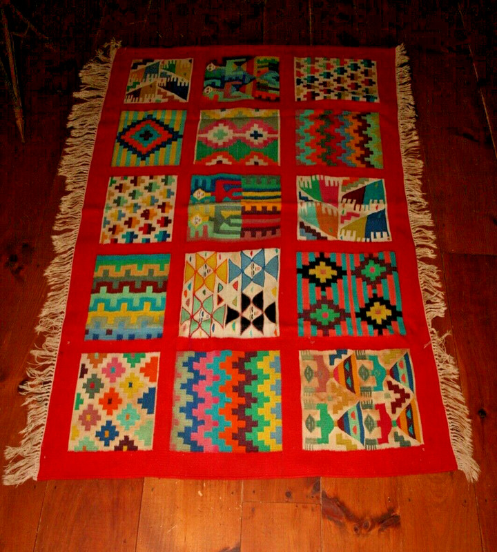 VTG Kilim Rug Gafsa Tunisia African Berber Pictorial Textile Tapestry Folk Art gallery