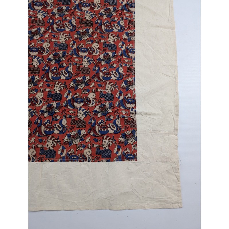 Vintage Indian Kalamkari Style Musician Cotton Textile 85x58in gallery