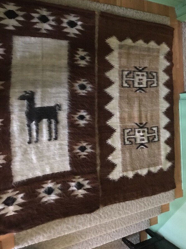 Vintage 2 Large ALPACA Hair WALL HANGING, HAND WOVEN, From Peru 64 X 34”