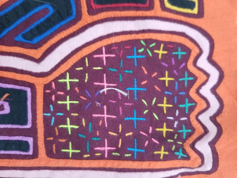 Vintage Traditional Kuna Mola Folk Art Applique Work Panel 34x29cm gallery