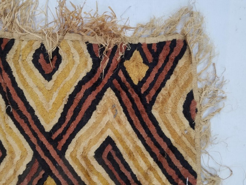 Vintage African Handwoven Kuba Cloth Raffia Textile Panel 66x64cm gallery
