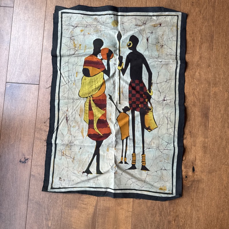 African Hand Dyed Batik Fabric Ethnic Print Cotton Artwork Wall Hangings Signed gallery