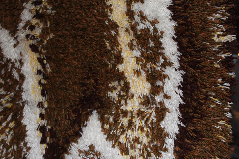 Vintage~RYA~Brown~Large~HOOKED~Shag Rug~WALL HANGING~MCM~40" x 66"~SO C@@L! gallery
