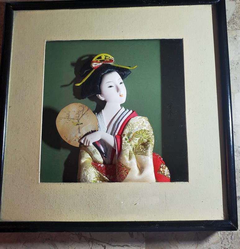 Silk Fabric 3D Wall Art Geisha Women. Japanese Woman Kimono Framed Art Asian.10″