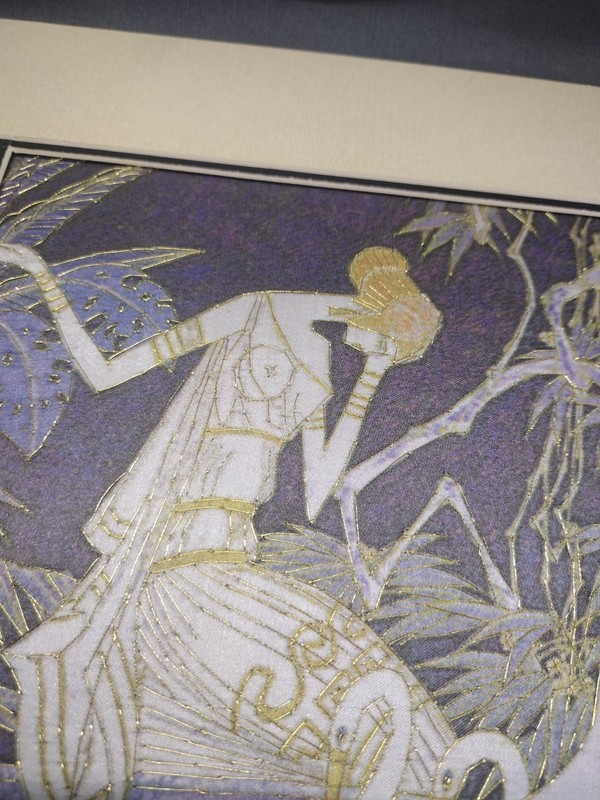 Susho Silk Art "Woman With Swans" Apres Ting Shao Kuang, Matter & Frame Ready gallery