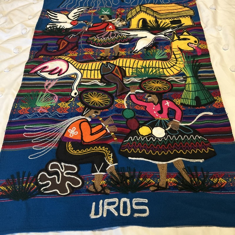 Peruvian Hand Woven Embroidery Uros Island Vintage Wall Hanging Art gallery