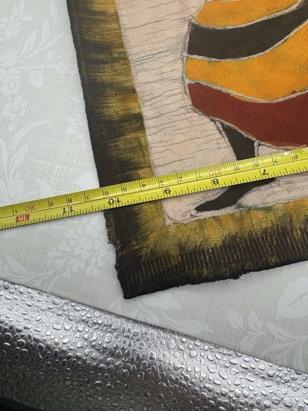 African Batik Art Cloth Painting Signed Tim Unframed 24 1/2” X 10 1/4” gallery