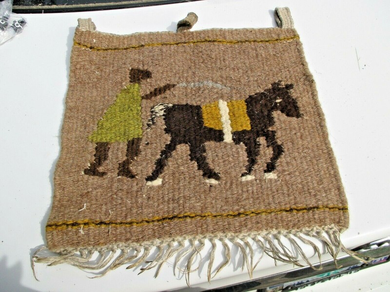 vtg African WOOL Wall Hanging Woven Wool Kutlwanong School ???
